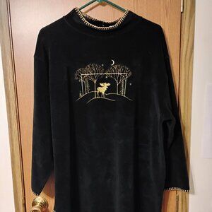 Coldwater Creek L pull-over sweater, black with gold trim